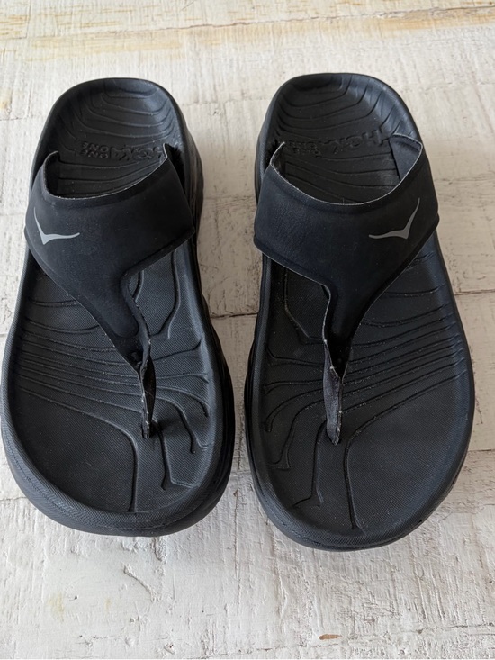 Hoka One One Ora Recovery Thong Sandals Women’s size 9 Men’s 7 Black Cushioned - Picture 2 of 11